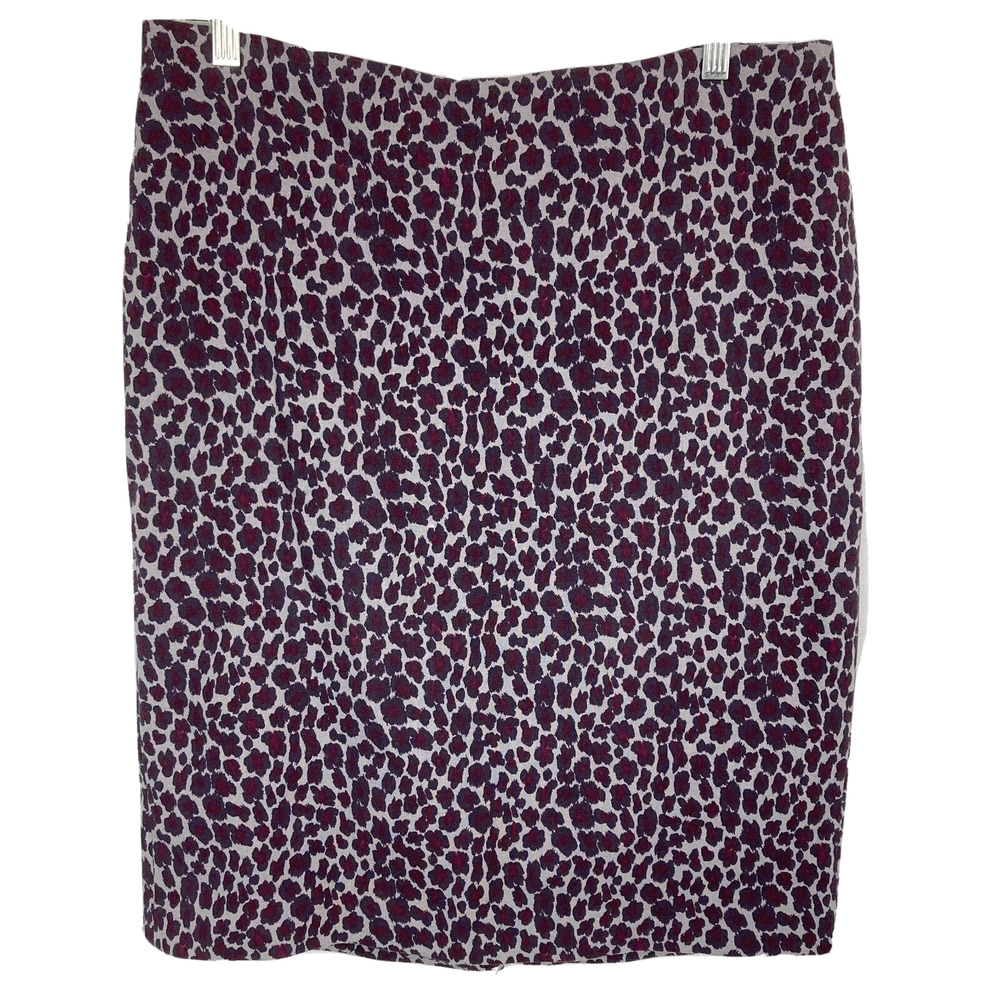 Talbots Skirt Womens Sz 14‎ Purple Gray Leopard Knee Length Pencil Skirt